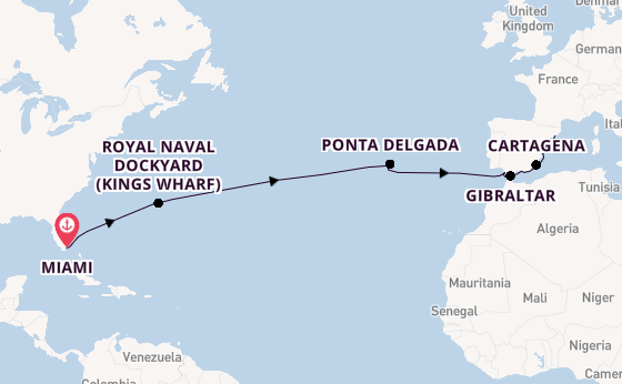 trans-Atlantisch vanaf Miami, Verenigde Staten met de Allura