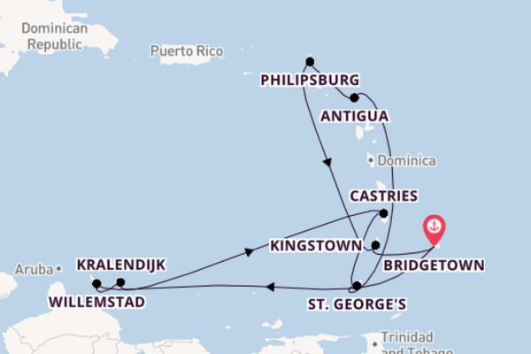 Southern Caribbean from Bridgetown, Barbados with the Britannia 