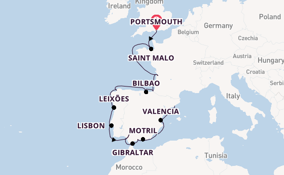 Western Mediterranean from Portsmouth, England, United Kingdom with the Azamara Journey