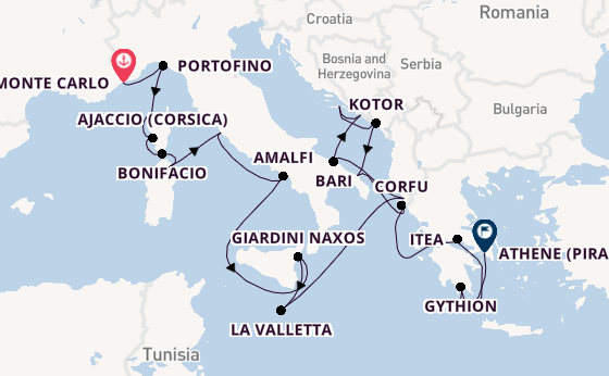 Middellandse Zee vanaf Monte Carlo, Monaco met de Seabourn Ovation