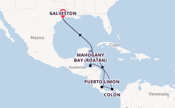 Central America from Galveston, Texas, USA with the Carnival Sunshine