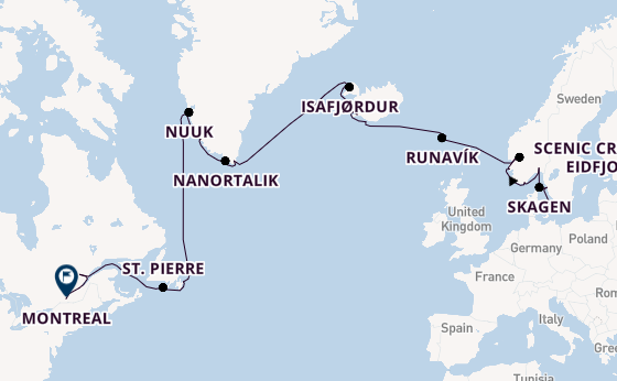 trans-Atlantisch vanaf Kopenhagen, Denemarken met de Azamara Journey