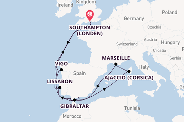 Westelijke Middellandse Zee vanaf Southampton (Londen), Engeland met de Sky Princess