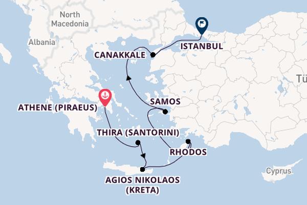 Oostelijke Middellandse Zee vanaf Athene (Piraeus), Griekenland met de Azamara Onward