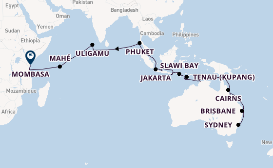 Zuidoost-Azië vanaf Sydney, Australië met de VASCO DA GAMA
