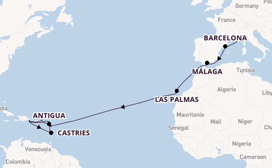Caribbean vanaf Savona, Italië met de Costa Fascinosa