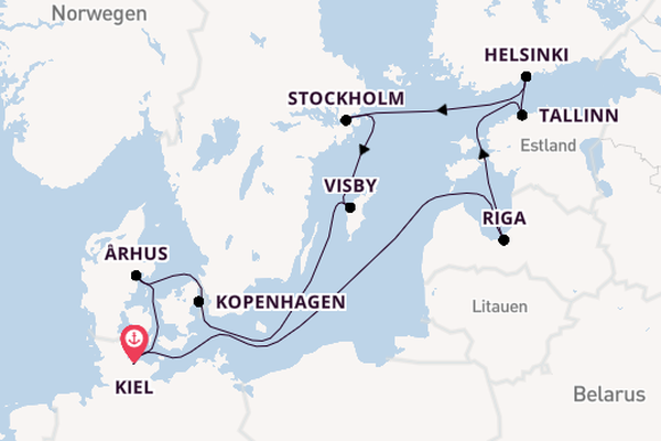 Ostsee ab Kiel, Deutschland auf der Mein Schiff 1