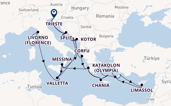 Mediterranean Sea from Rome (Civitavecchia), Italy with the Enchanted Princess