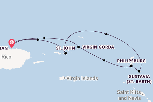 Eastern Caribbean from San Juan, Puerto Rico with the Evrima