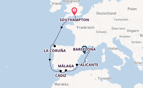 Westliches Mittelmeer ab Southampton, Großbritannien auf der MSC Virtuosa