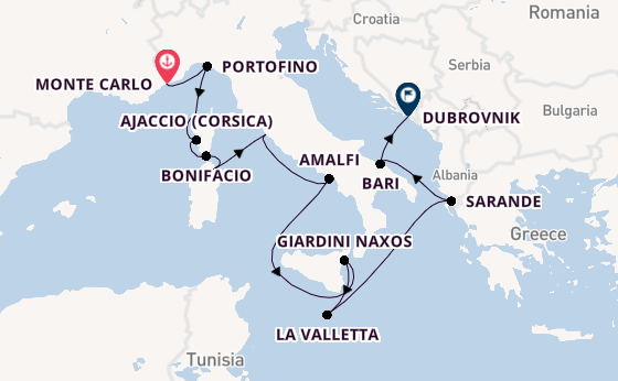 Westelijke Middellandse Zee vanaf Monte Carlo, Monaco met de Seabourn Ovation