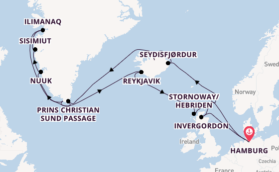 Arctica vanaf Hamburg, Duitsland met AIDAsol