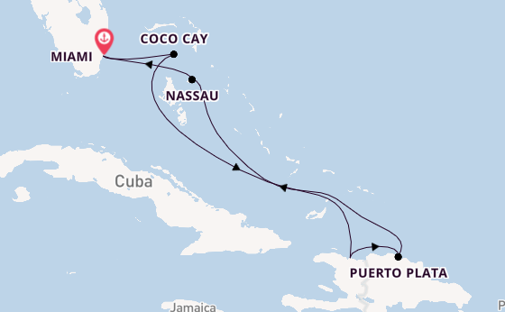 Caribbean from Miami, Florida, USA with the Allure of the Seas