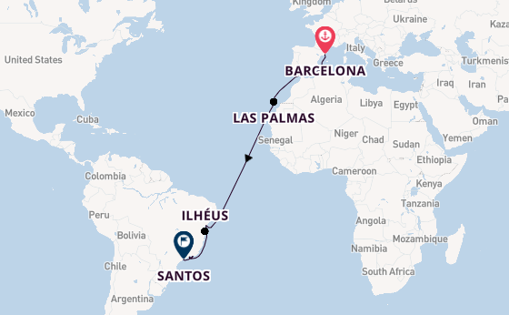 trans-Atlantisch vanaf Barcelona, Spanje met de MSC Divina