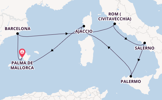 Westliches Mittelmeer ab Palma de Mallorca, Spanien auf der Mein Schiff Flow