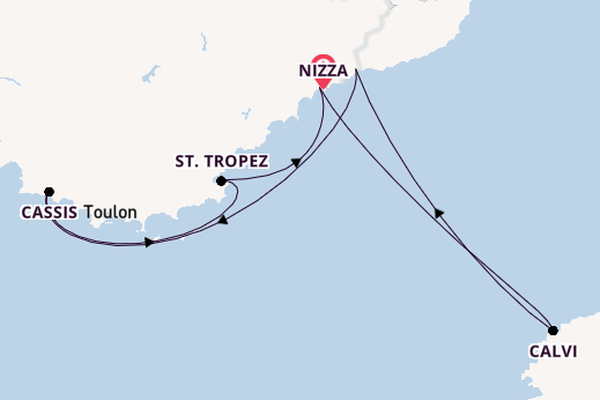Westliches Mittelmeer ab Nizza, Frankreich auf der Le Bougainville