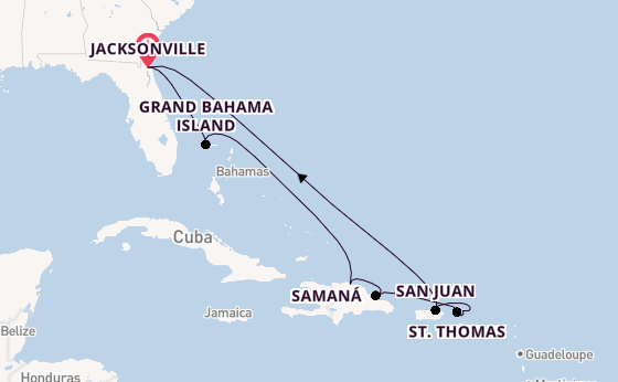 Caribbean from Jacksonville, Florida, USA with the Norwegian Dawn