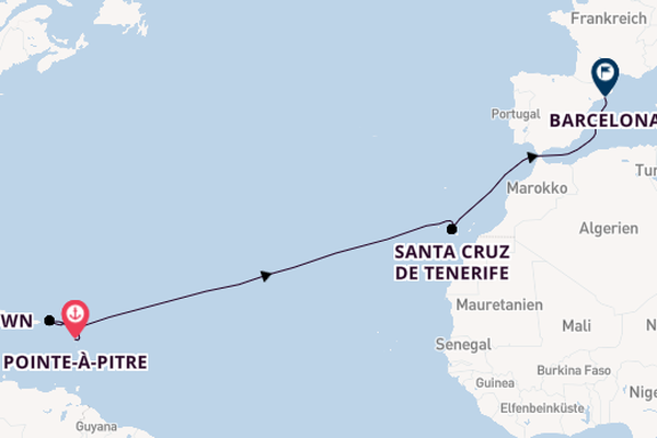 Karibik ab Pointe-à-Pitre, Guadeloupe auf der MSC World Europa