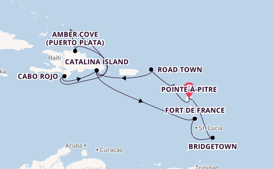 Karibik ab Pointe-à-Pitre, Guadeloupe auf der Costa Fascinosa