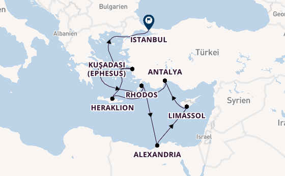 Östliches Mittelmeer ab Piräus (Athen), Griechenland auf der Seven Seas Navigator