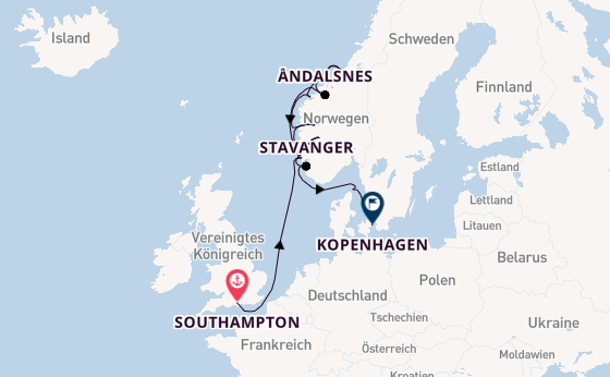 Norwegen ab Southampton, Großbritannien auf der Silver Spirit