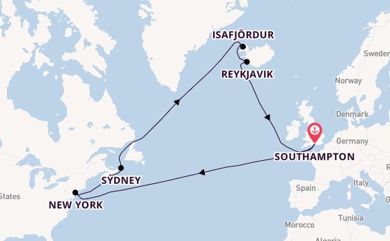 Transatlantic from Southampton, England with the Queen Mary 2