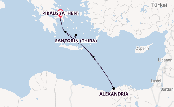 Östliches Mittelmeer ab Piräus (Athen), Griechenland auf der Nieuw Statendam