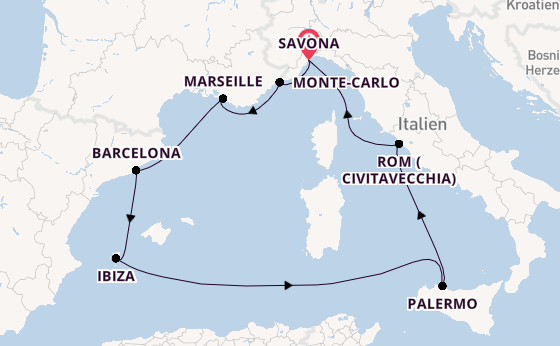 Westliches Mittelmeer ab Deutschland auf der Costa Toscana