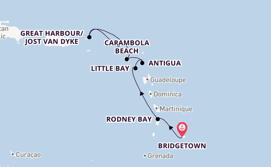 Caribbean vanaf Bridgetown, Barbados met de Seabourn Ovation