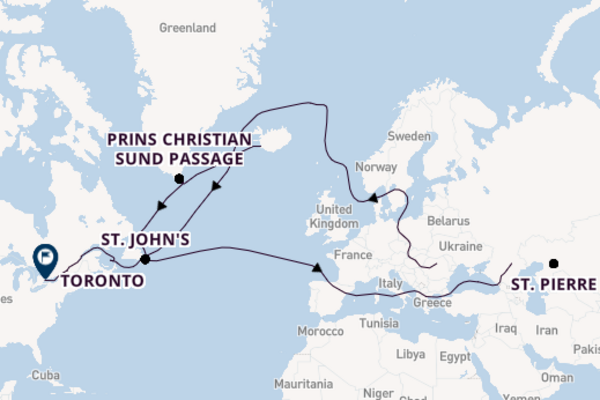 trans-Atlantisch vanaf Reykjavik, IJsland met de Le Champlain