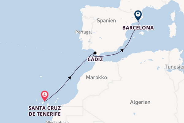 Westliches Mittelmeer ab Santa Cruz de Tenerife, Spanien auf der Costa Smeralda
