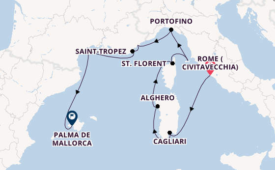 Western Mediterranean from Rome (Civitavecchia), Italy with the MS EUROPA 2