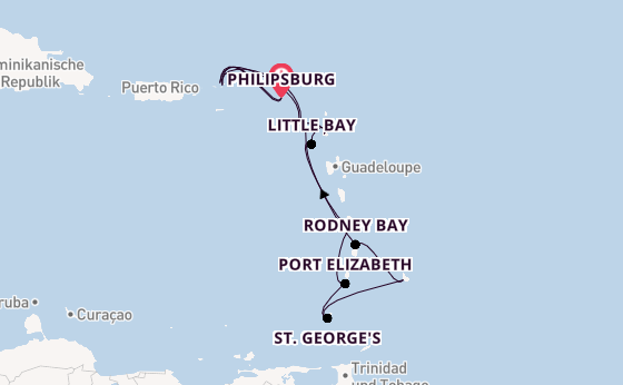 Karibik ab Philipsburg, St. Maarten auf der Seabourn Ovation