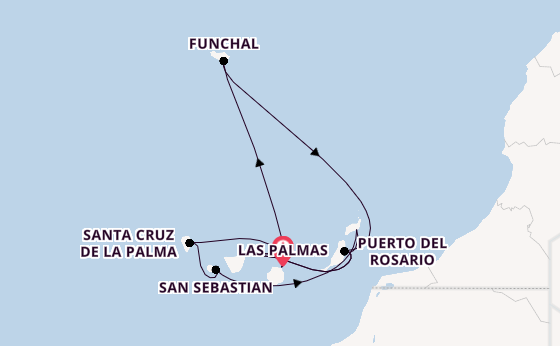Canarische Eilanden vanaf Las Palmas, Gran Canaria, Spanje met AIDAstella