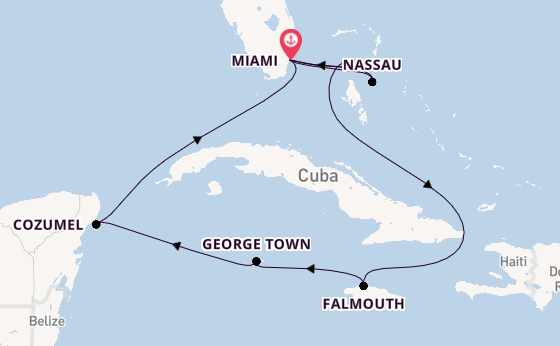 Caribbean from Miami, Florida, USA with the MSC Seaside