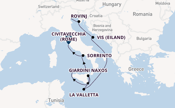Westelijke Middellandse Zee vanaf Fusina (Venice) met de Seabourn Ovation