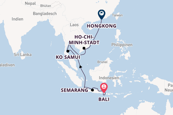Südostasien ab Bali, Indonesien auf der Nautica