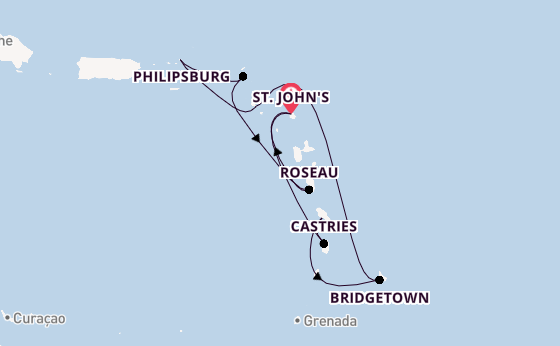 Südliche Karibik ab St. John's, Antigua und Barbuda auf der Arvia