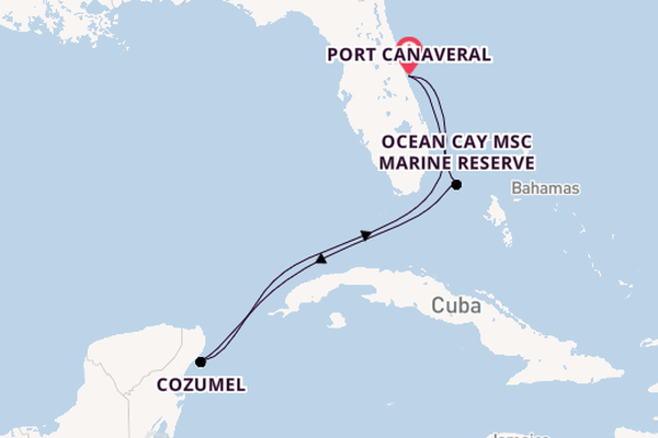 Western Caribbean from Port Canaveral, Florida with the MSC Seashore