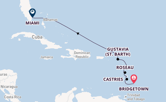Southern Caribbean from Bridgetown, Barbados with the Seven Seas Grandeur