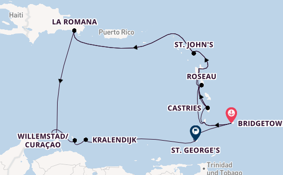 Südliche Karibik ab Bridgetown, Barbados auf AIDAprima