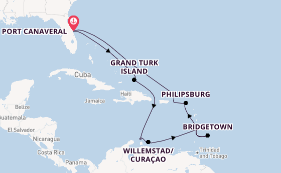 Caribbean from Port Canaveral, Florida, USA with the Carnival Firenze