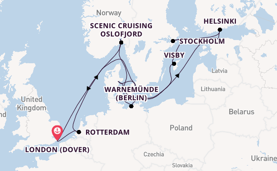 British Isles from London (Dover), England, United Kingdom with the Nieuw Statendam