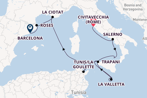 Westelijke Middellandse Zee vanaf Civitavecchia (Rome), Italië met de Seabourn Ovation