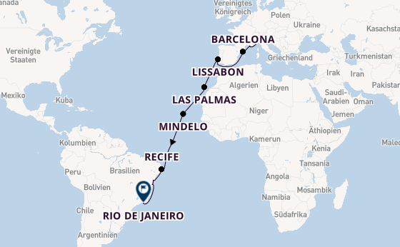 Transatlantik ab Savona, Italien auf der Costa Favolosa