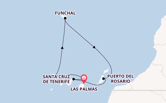 Canarische Eilanden vanaf Las Palmas, Gran Canaria, Spanje met AIDAmar