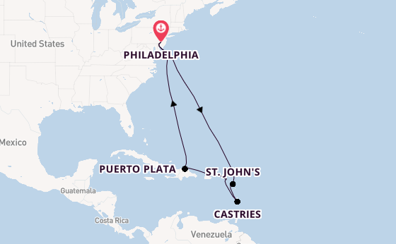 Caribbean from Philadelphia, Pennsylvania, USA with the Norwegian Pearl