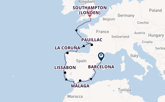 Westelijke Middellandse Zee vanaf Southampton (Londen), Engeland met de EXPLORA IV