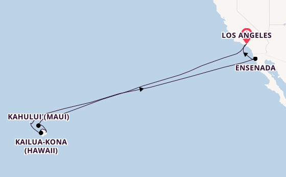 Hawaii from Los Angeles, California, USA with the Emerald Princess
