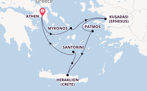 Eastern Mediterranean from Athen, Greece with the Celestyal Discovery